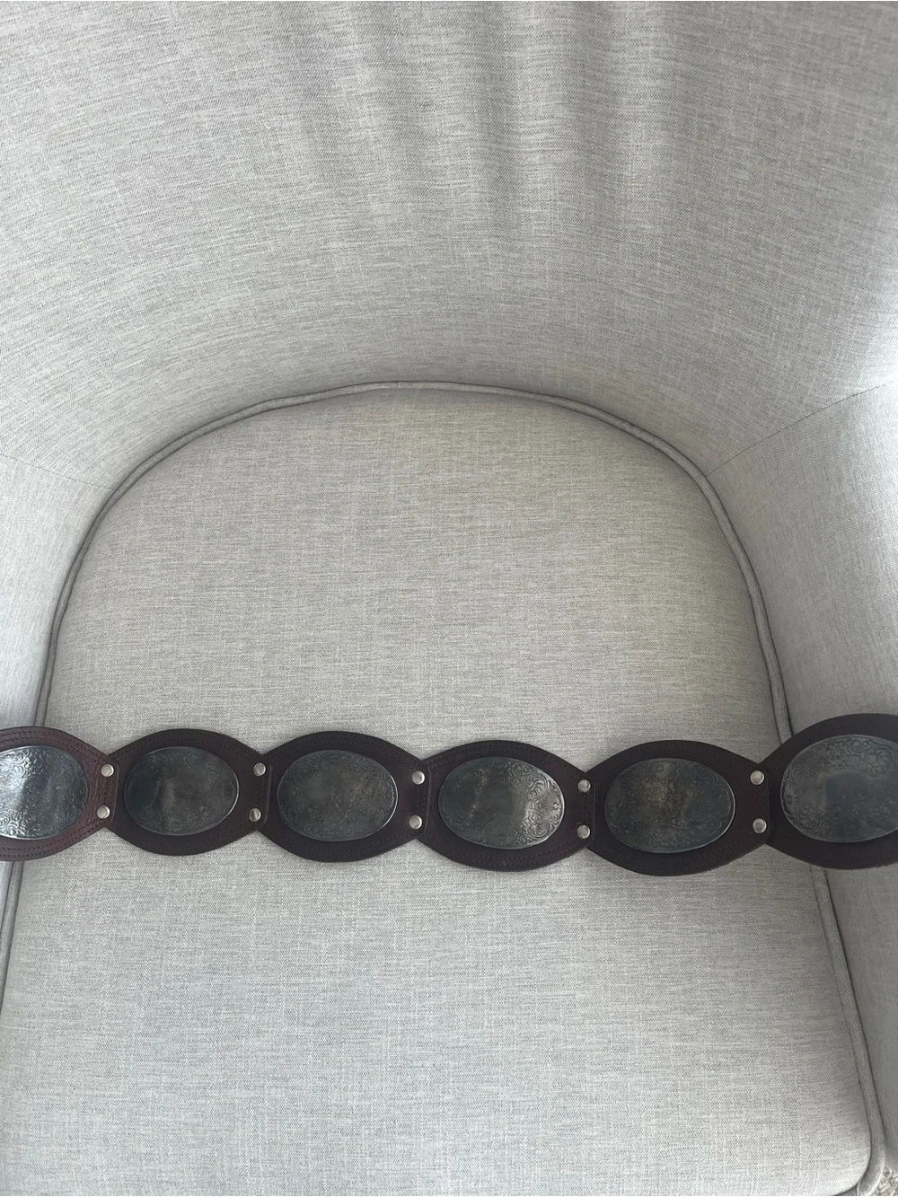 Vintage Sandy Duftler Designs Brown Leather Statement Belt